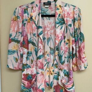Floral Hawaiian Print Peplum Jacket